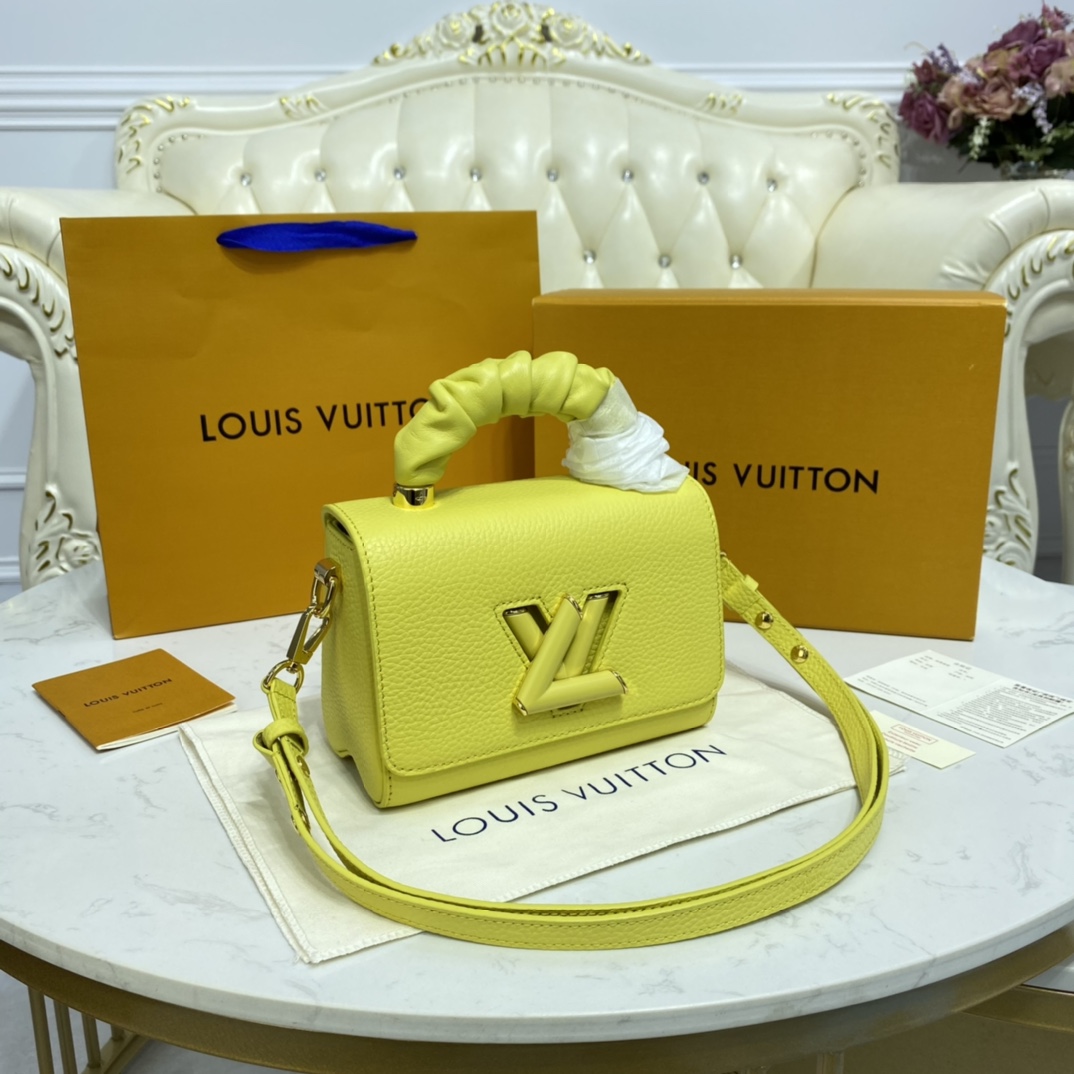 Louis Vuitton TWIST PM Handbag Taurillon Leather M58571 Ginger Yellow